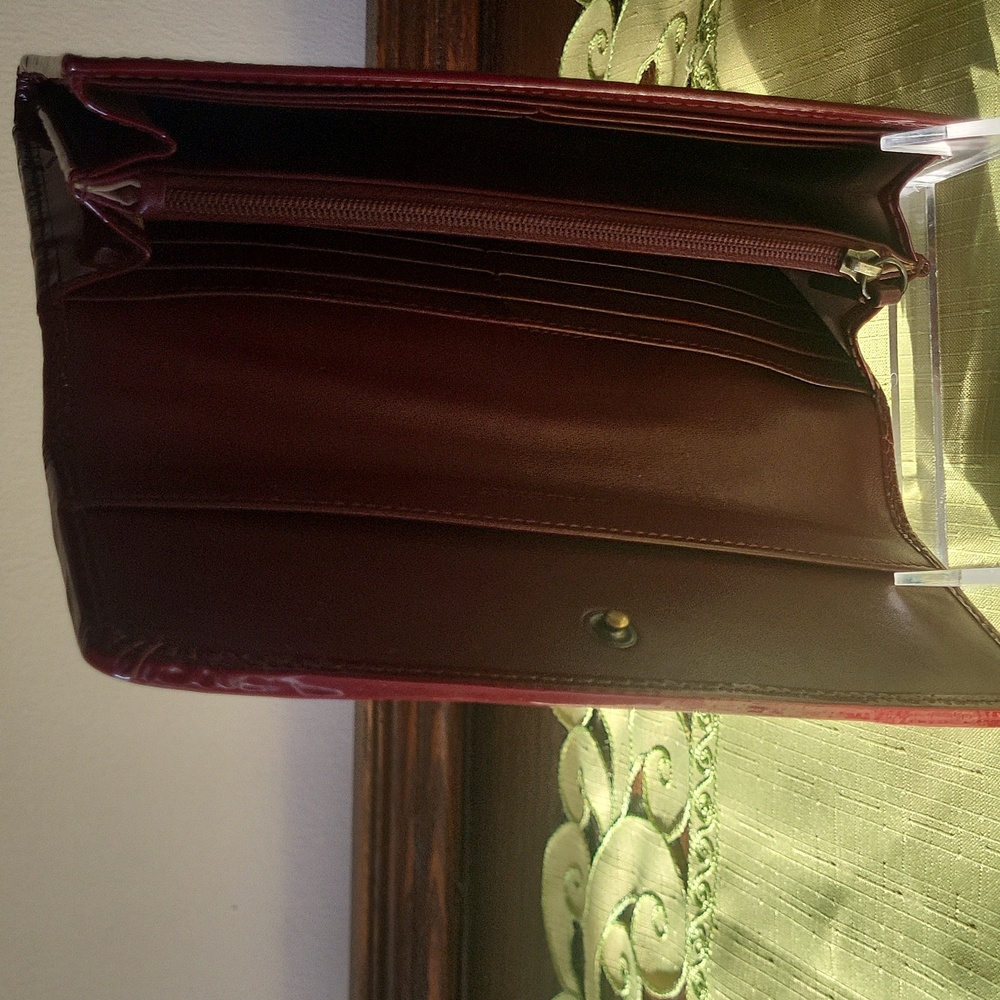 BURBERRY Supernova Heart Check Wallet Berry Red - Picture 8 of 9